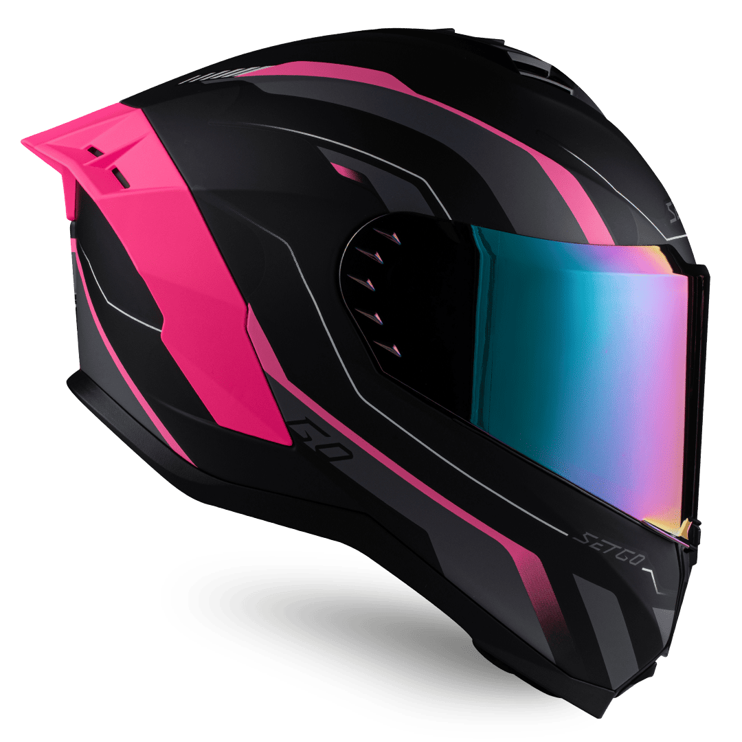 Casco de motocicleta Go Black & Pink | SETGO - Cascos con Certificación DOT