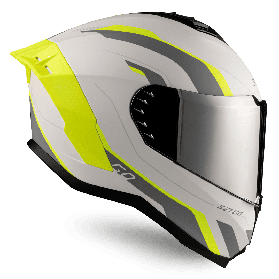 Casco de motocicleta Go White & Neon Yellow | SETGO - Cascos con Certificación DOT