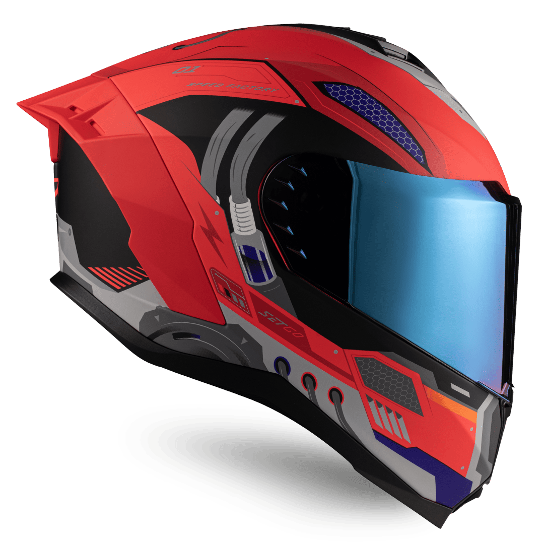 Casco de motocicleta Robbot Red | SETGO - Cascos con Certificación DOT