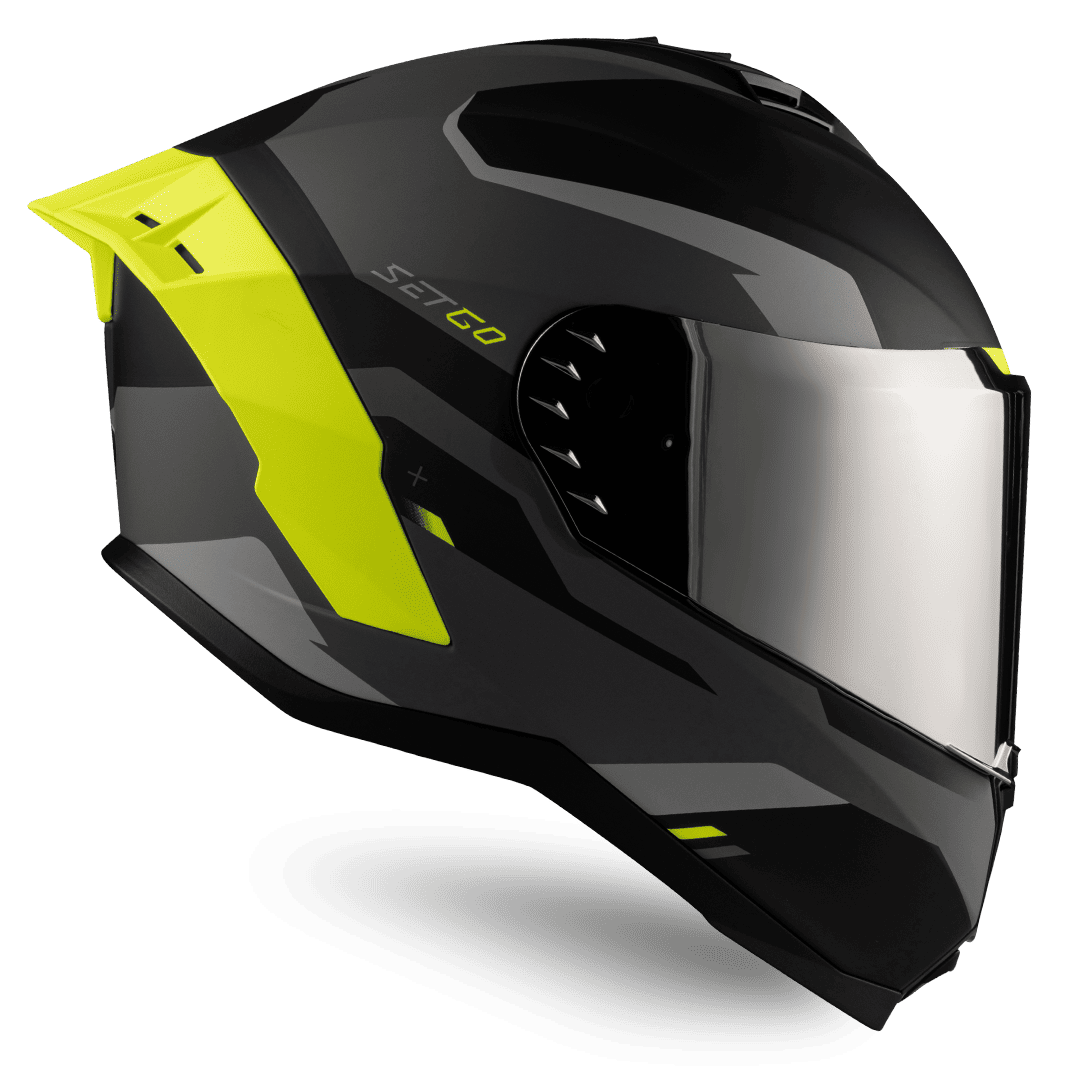 Casco de motocicleta Touring Black & Neon Yellow | SETGO - Cascos con Certificación DOT